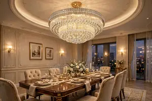 Luxury Multi-Tiered Crystal Ceiling Chandelier - Gold Warm Light