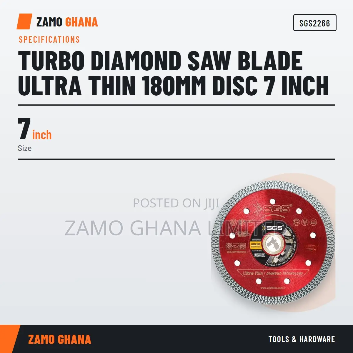 Turbo Diamond Saw Blade Ultra Thin 180Mm Disc 7 Inch - SGS2266
