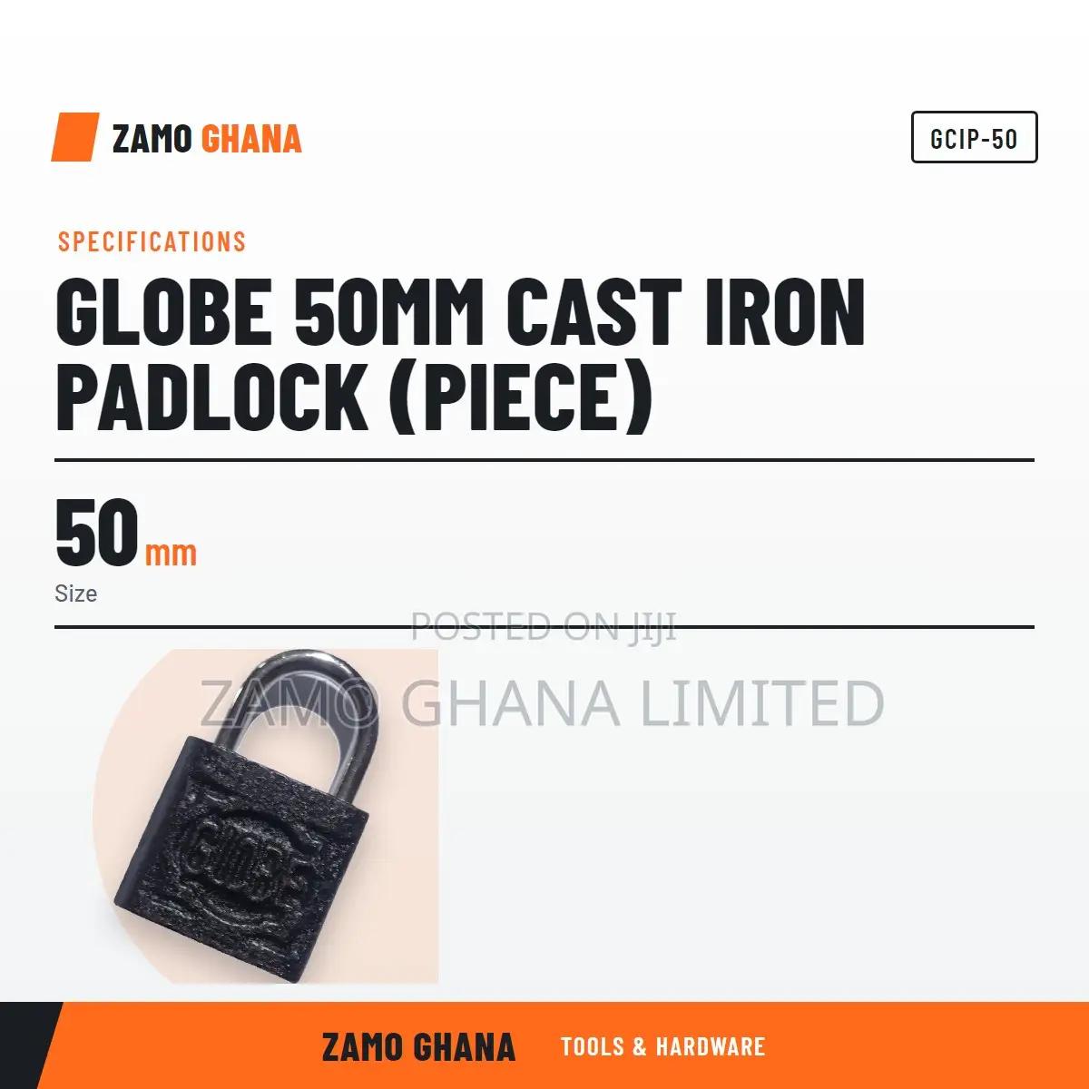 Globe 50Mm Cast Iron Padlock (Piece) - GCIP-50
