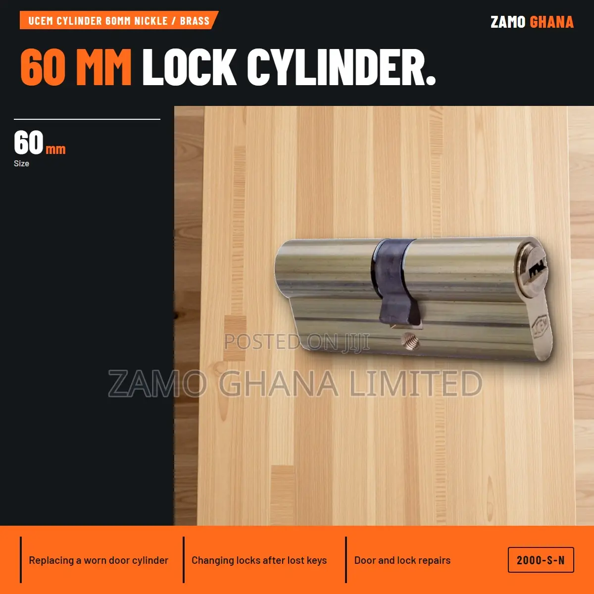 Ucem Cylinder 60Mm Nickle / Brass - 2000-S-N