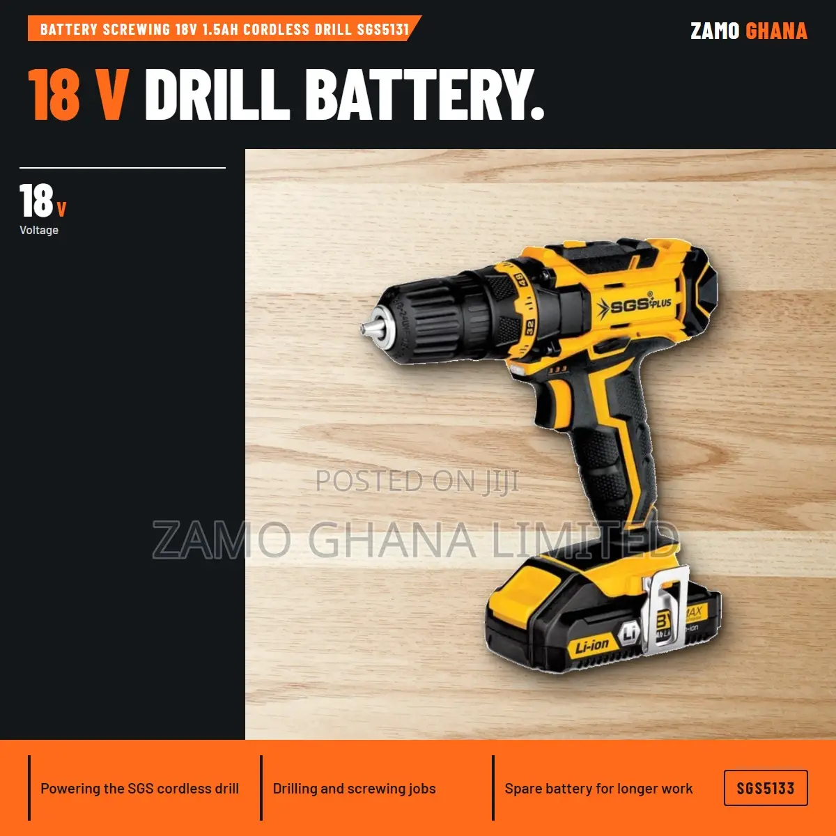 Battery Screwing 18V 1.5Ah Cordless Drill Sgs5131 - SGS5133