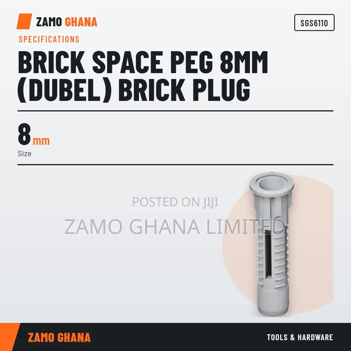 Brick Space Peg 8Mm (Dubel) Brick Plug - SGS6110