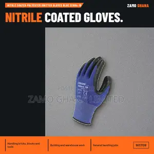 Nitrle Coated Polyester Knitted Gloves Blue Zebra-10 - SGS7120