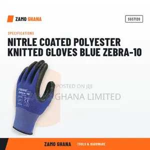 Nitrle Coated Polyester Knitted Gloves Blue Zebra-10 - SGS7120