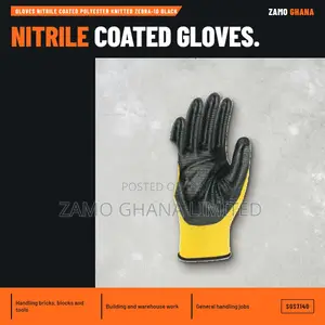 Gloves Nitrile Coated Polyester Knitted Zebra-10 Black - SGS7140