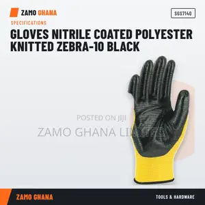 Gloves Nitrile Coated Polyester Knitted Zebra-10 Black - SGS7140