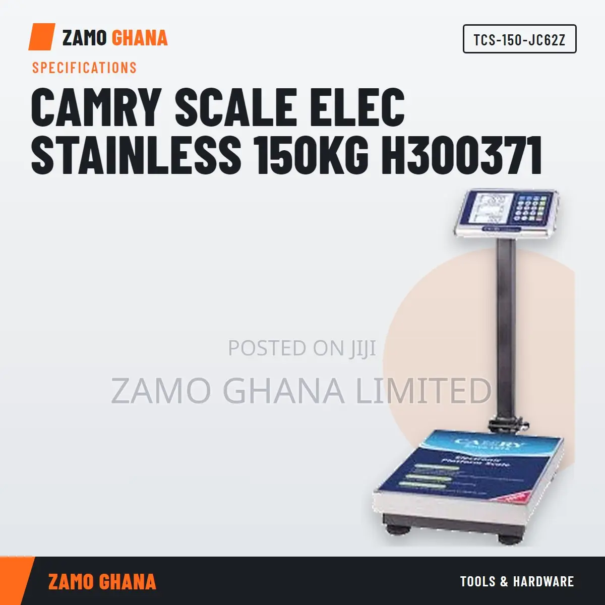 Camry Scale Elec Stainless 150Kg H300371 - TCS-150-JC62Z