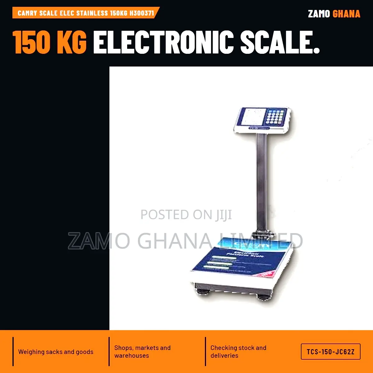 Camry Scale Elec Stainless 150Kg H300371 - TCS-150-JC62Z