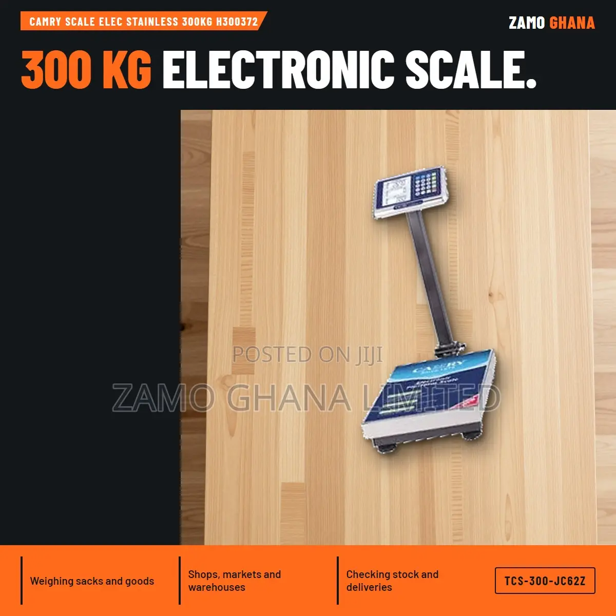 Camry Scale Elec Stainless 300Kg H300372 - TCS-300-JC62Z