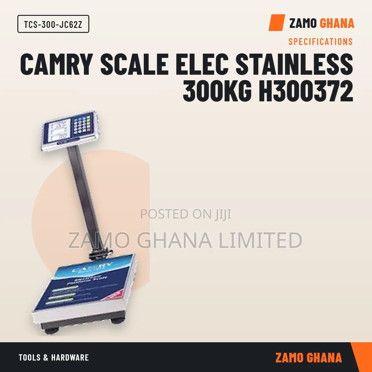 Camry Scale Elec Stainless 300Kg H300372 - TCS-300-JC62Z