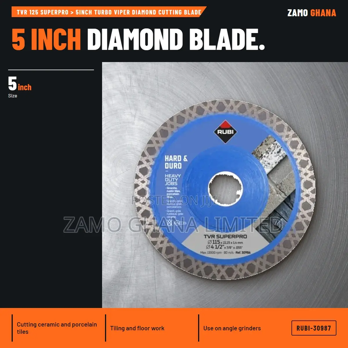 TVR 125 Superpro > 5Inch Turbo Viper Diamond Cutting Blad - RUBI-30987