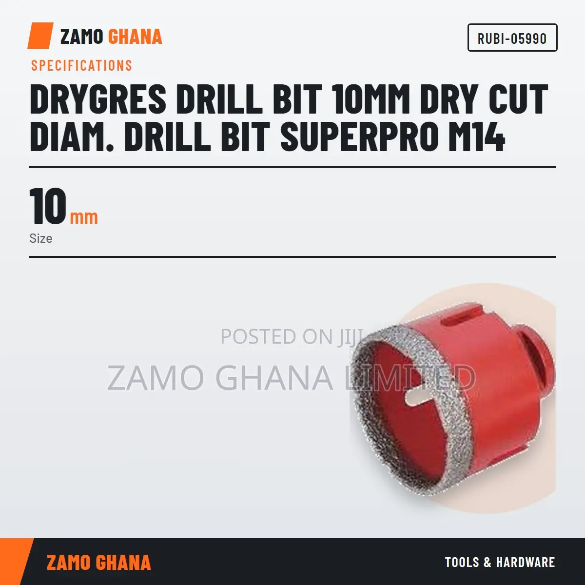 Drygres Drill Bit 10Mm Dry Cut Diam. Drill Bit Superpro M - RUBI-05990