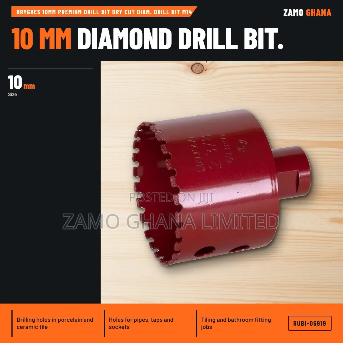 Drygres 10Mm Premium Drill Bit Dry Cut Diam. Drill Bit M1 - RUBI-06919