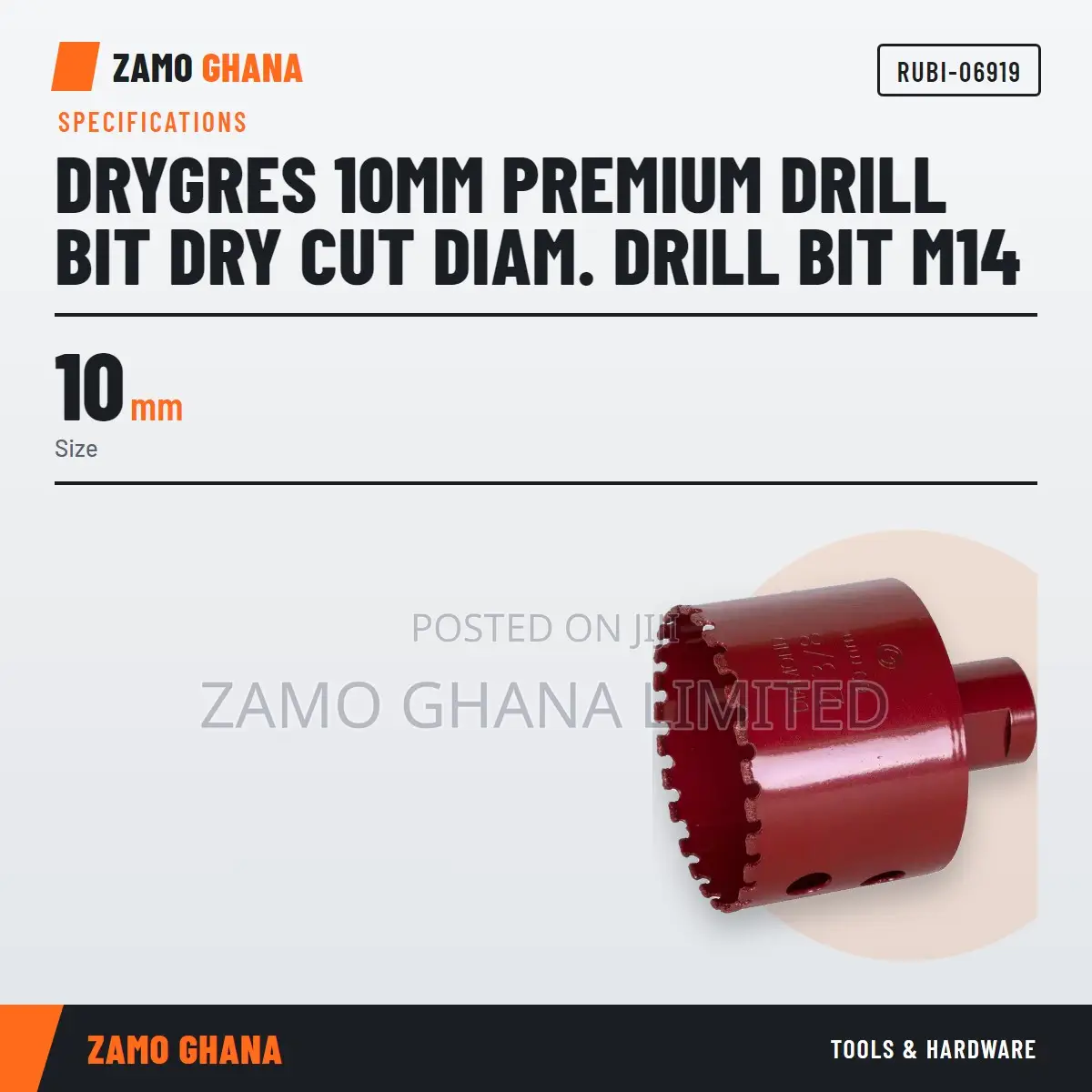 Drygres 10Mm Premium Drill Bit Dry Cut Diam. Drill Bit M1 - RUBI-06919
