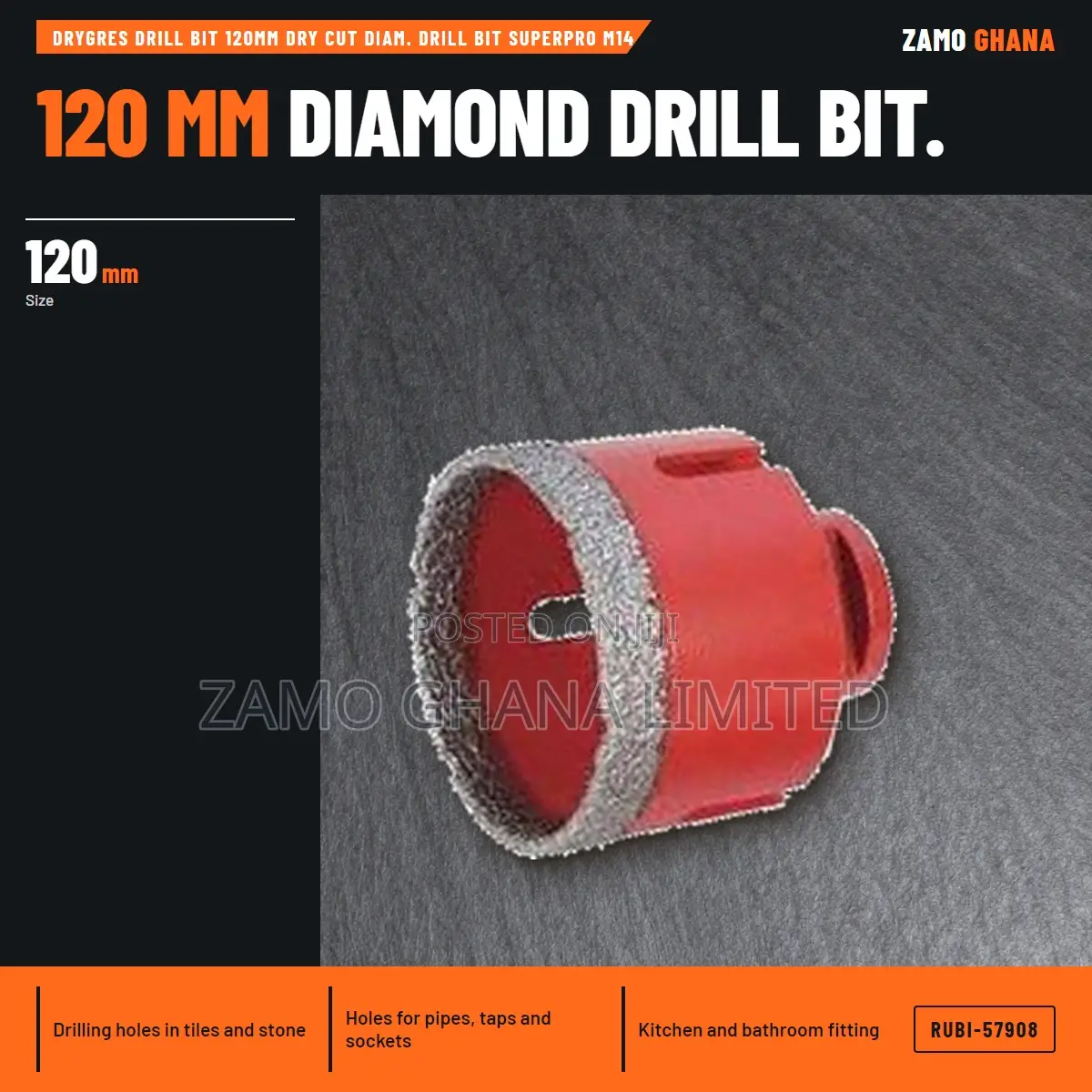Drygres Drill Bit 120Mm Dry Cut Diam. Drill Bit Superpro - RUBI-57908