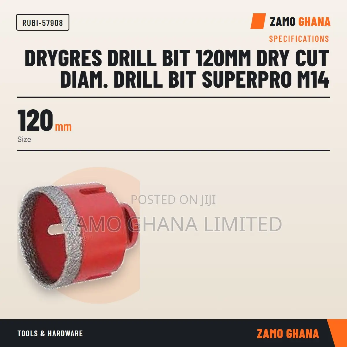 Drygres Drill Bit 120Mm Dry Cut Diam. Drill Bit Superpro - RUBI-57908