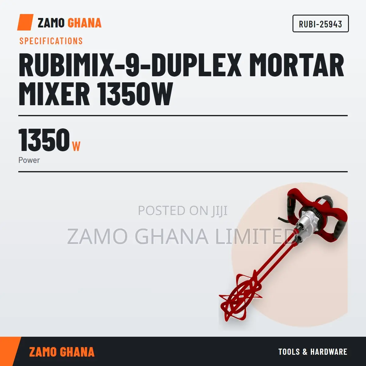 Rubimix-9-Duplex Mortar Mixer 1350W - RUBI-25943