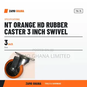 Nt Orange Hd Rubber Caster 3 Inch Swivel - 716-75
