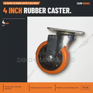 Nt Orange Hd Rubber Caster 4 Inch Swivel - 716-100