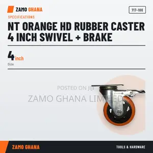 Nt Orange Hd Rubber Caster 4 Inch Swivel + Brake - 717-100