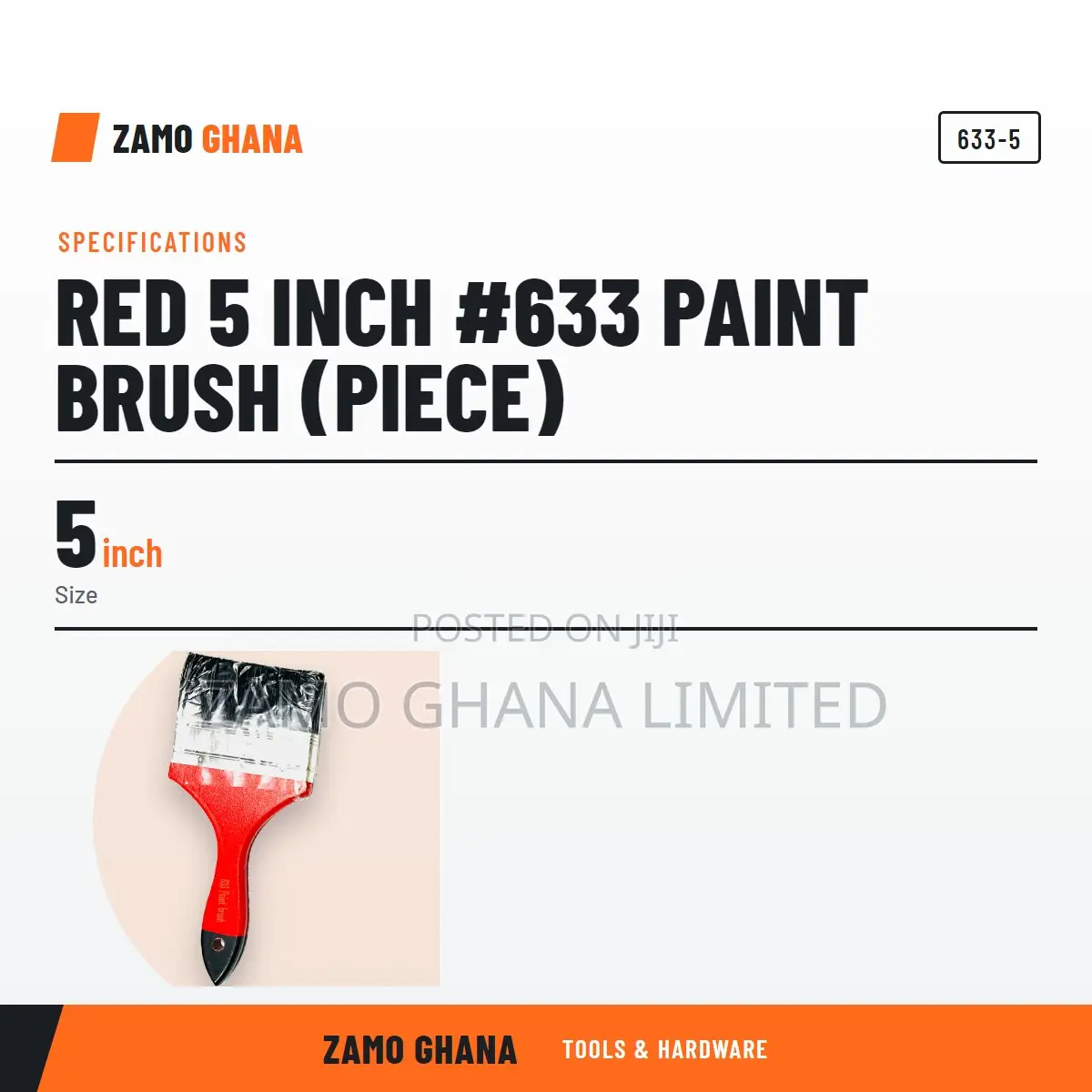 Red 5 Inch #633 Paint Brush (Piece) - 633-5