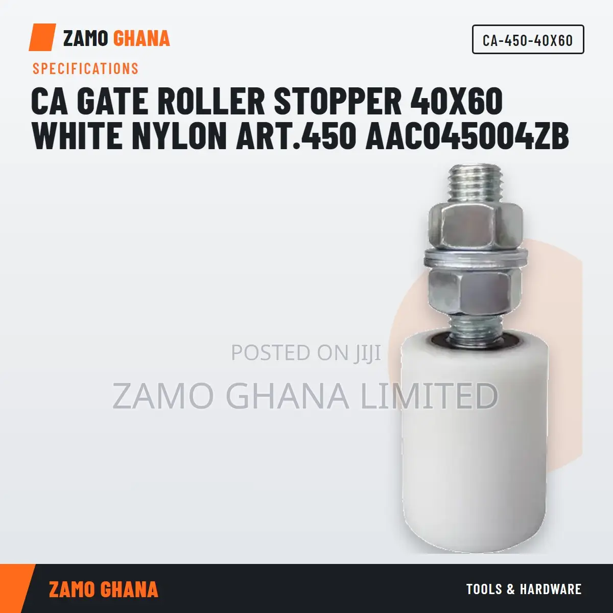 Ca Gate Roller Stopper 40X60 White Nylon Art.450 Aac045 - CA-450-40X60