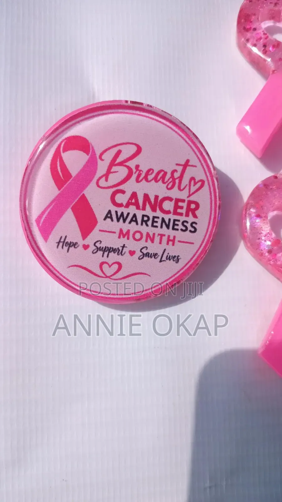Resin Breast Cancer Awareness Brooches - Different Shapes and Sizes