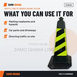Traffic Cone Pe+Rubber Square Yellow -