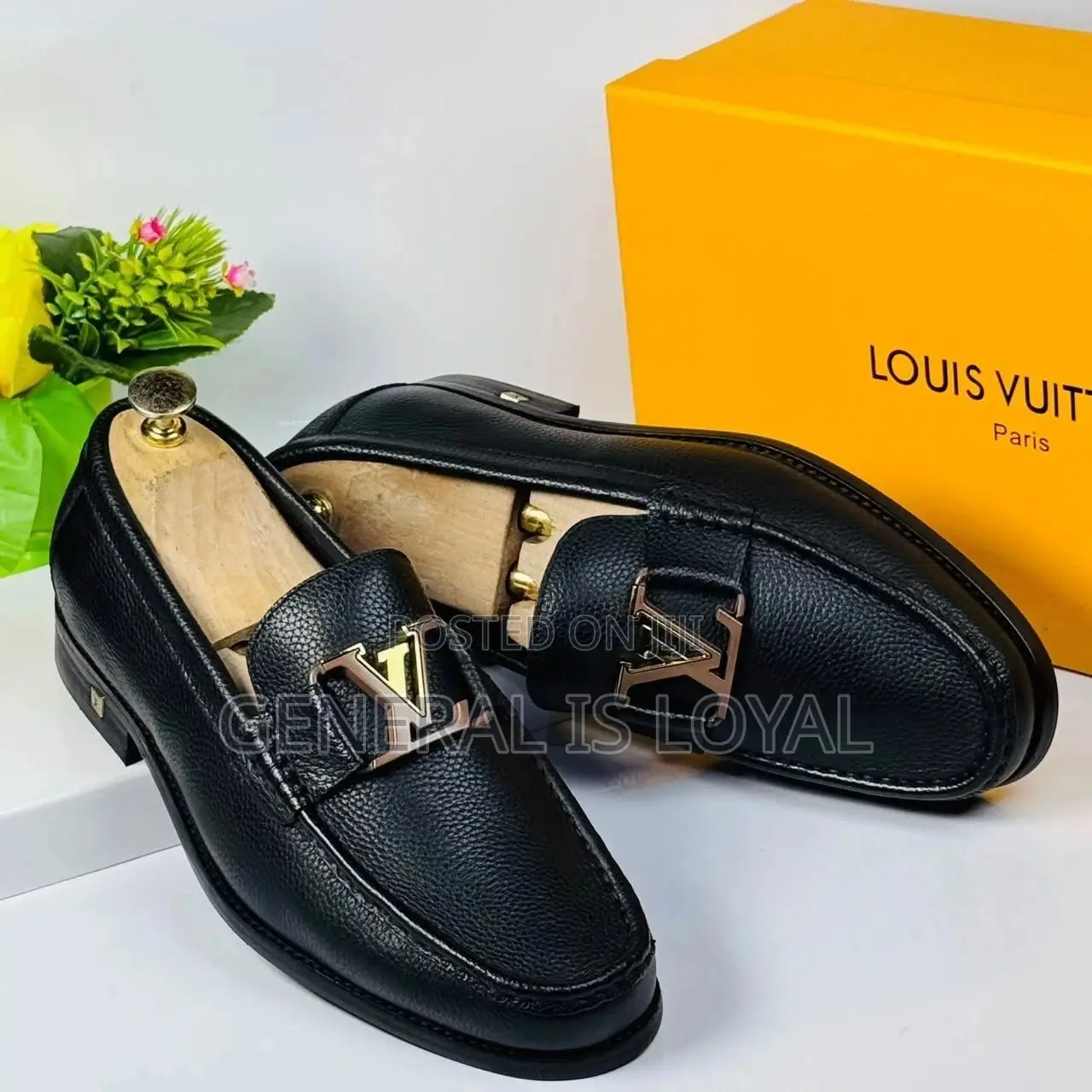 Louis Vuitton Black Classy Textured Leather Men's Dress Loafers