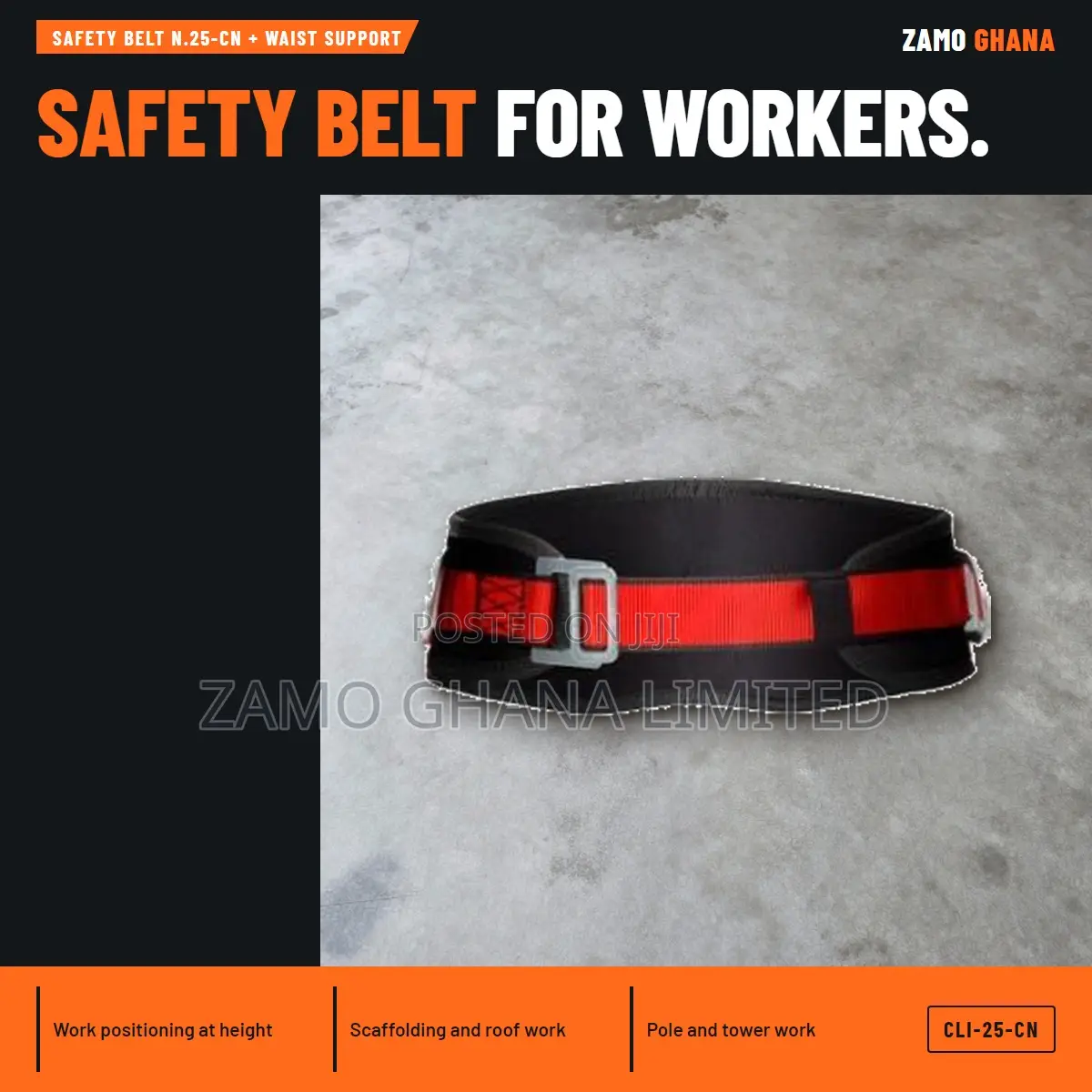 Safety Belt N.25-Cn + Waist Support - CLI-25-CN