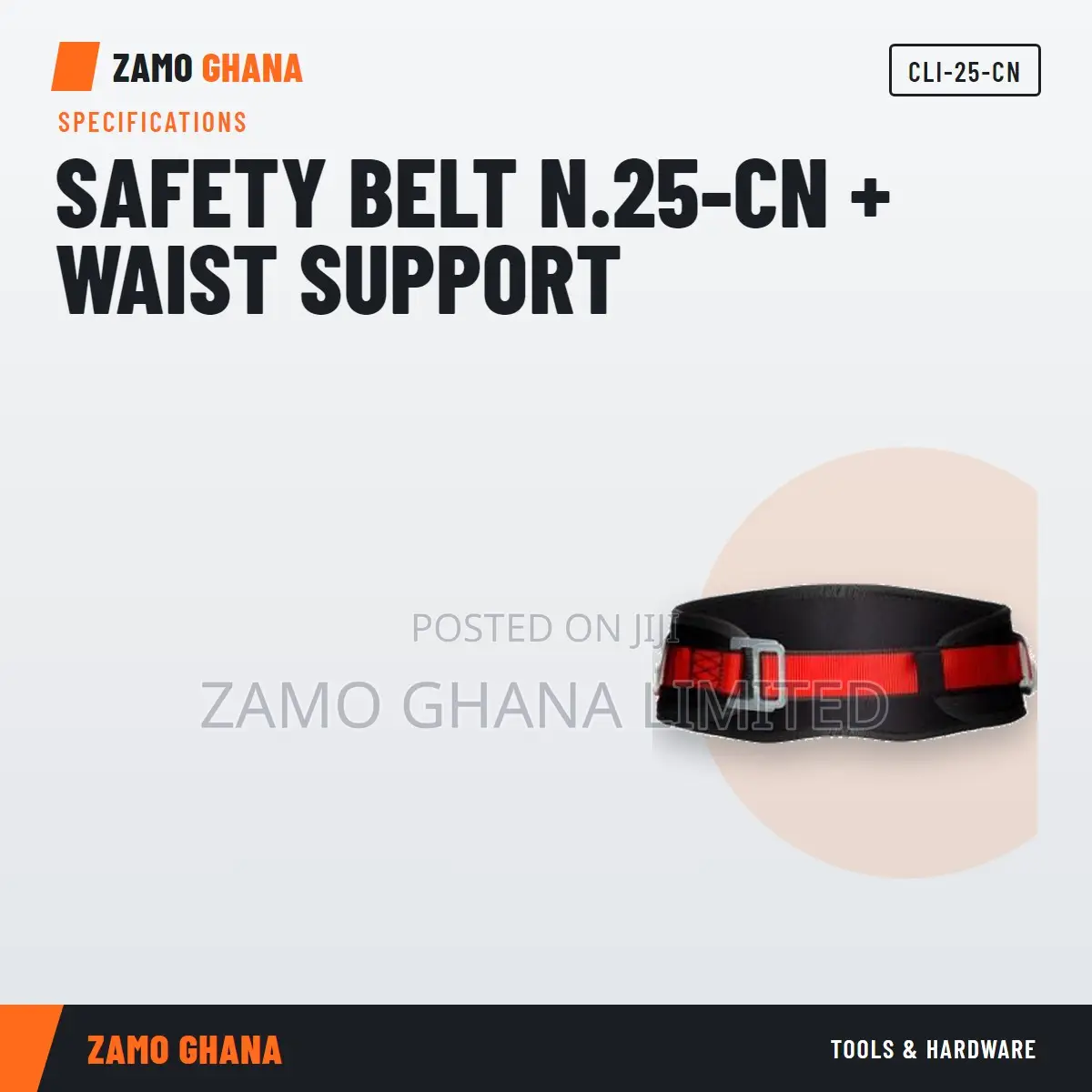 Safety Belt N.25-Cn + Waist Support - CLI-25-CN