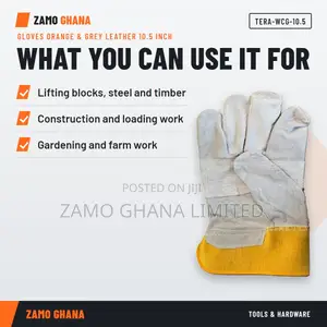 Gloves Orange & Grey Leather 10.5 Inch - TERA-WCG-10.5