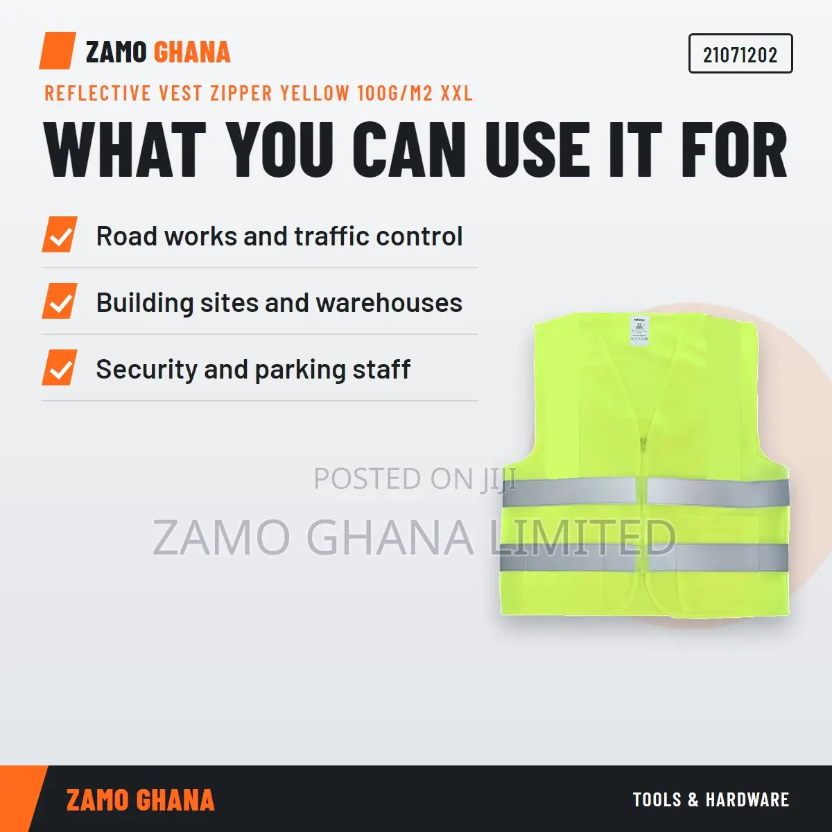 Reflective Vest Zipper Yellow 100g/M2 XXL - 21071202