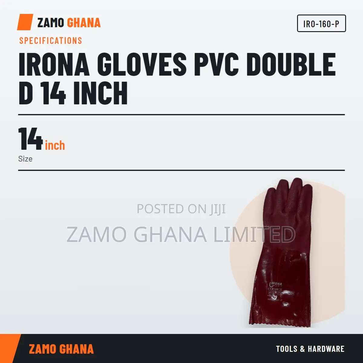 Irona Gloves PVC Double D 14 Inch - IRO-160-P