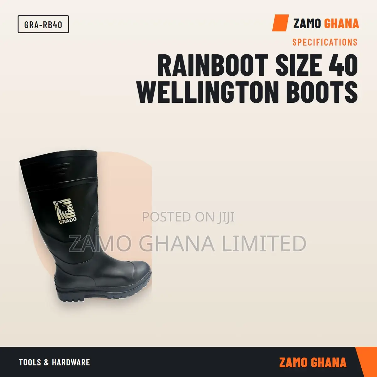 Rainboot Size 40 Wellington Boots - GRA-RB40