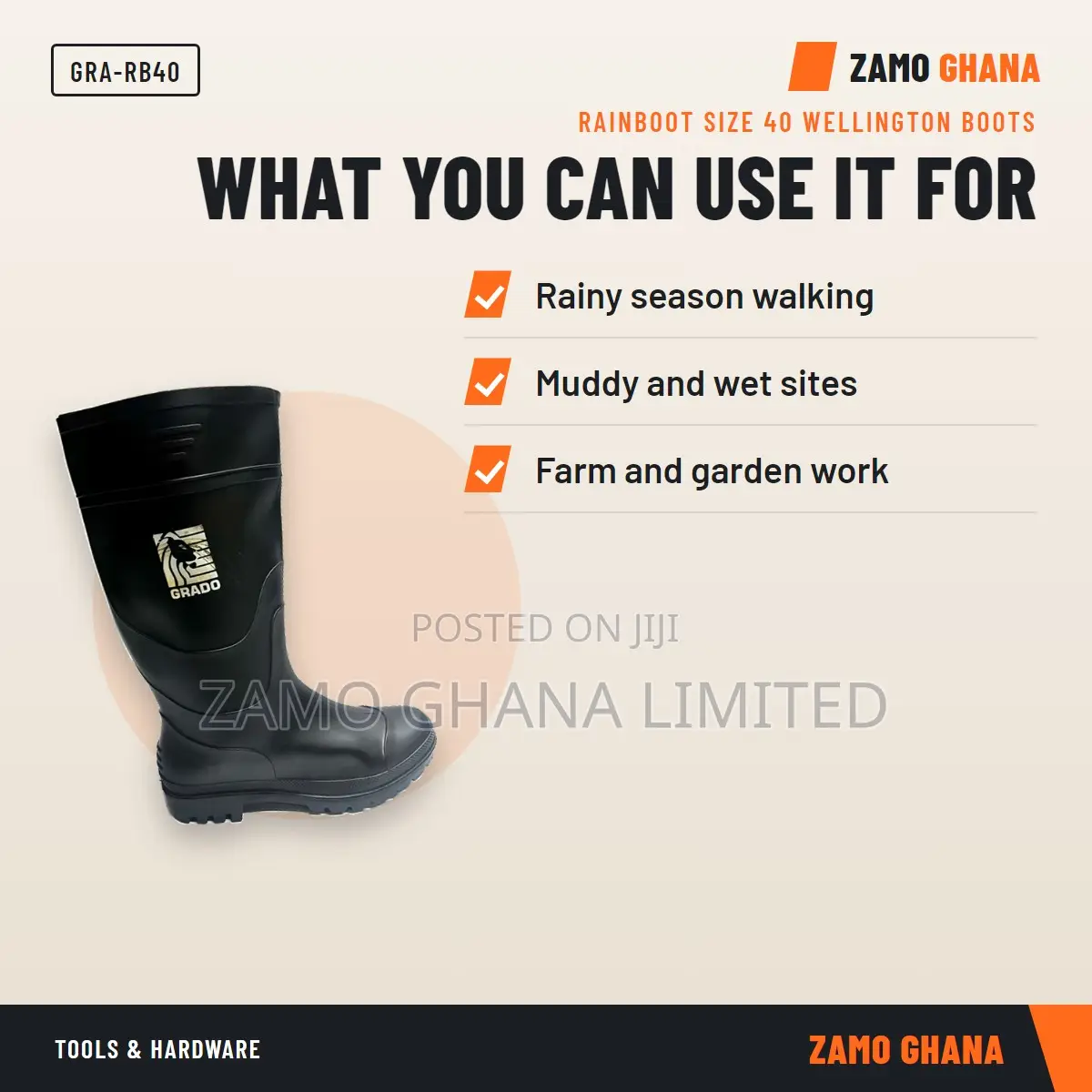 Rainboot Size 40 Wellington Boots - GRA-RB40