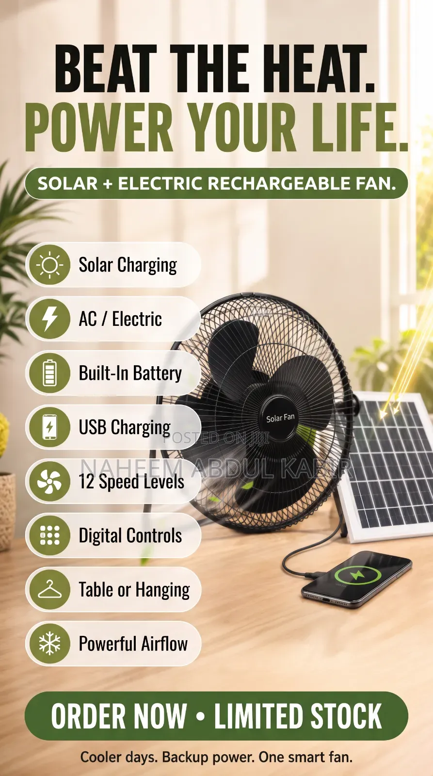 Rechargeable/Solar Fan