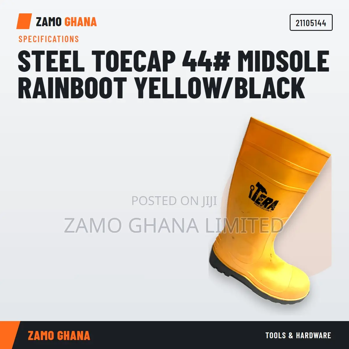 Steel Toecap 44# Midsole Rainboot Yellow/Black -