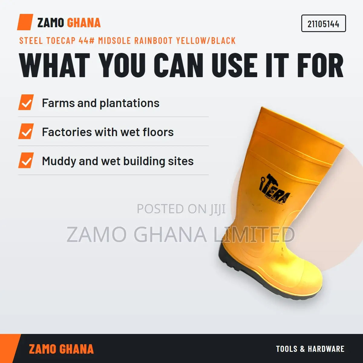 Steel Toecap 44# Midsole Rainboot Yellow/Black -