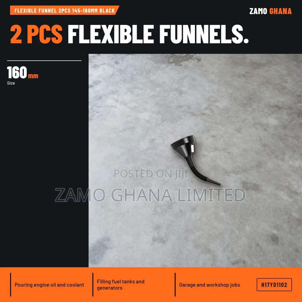 Flexible Funnel 2Pcs 145-160Mm Black - H17YD1102