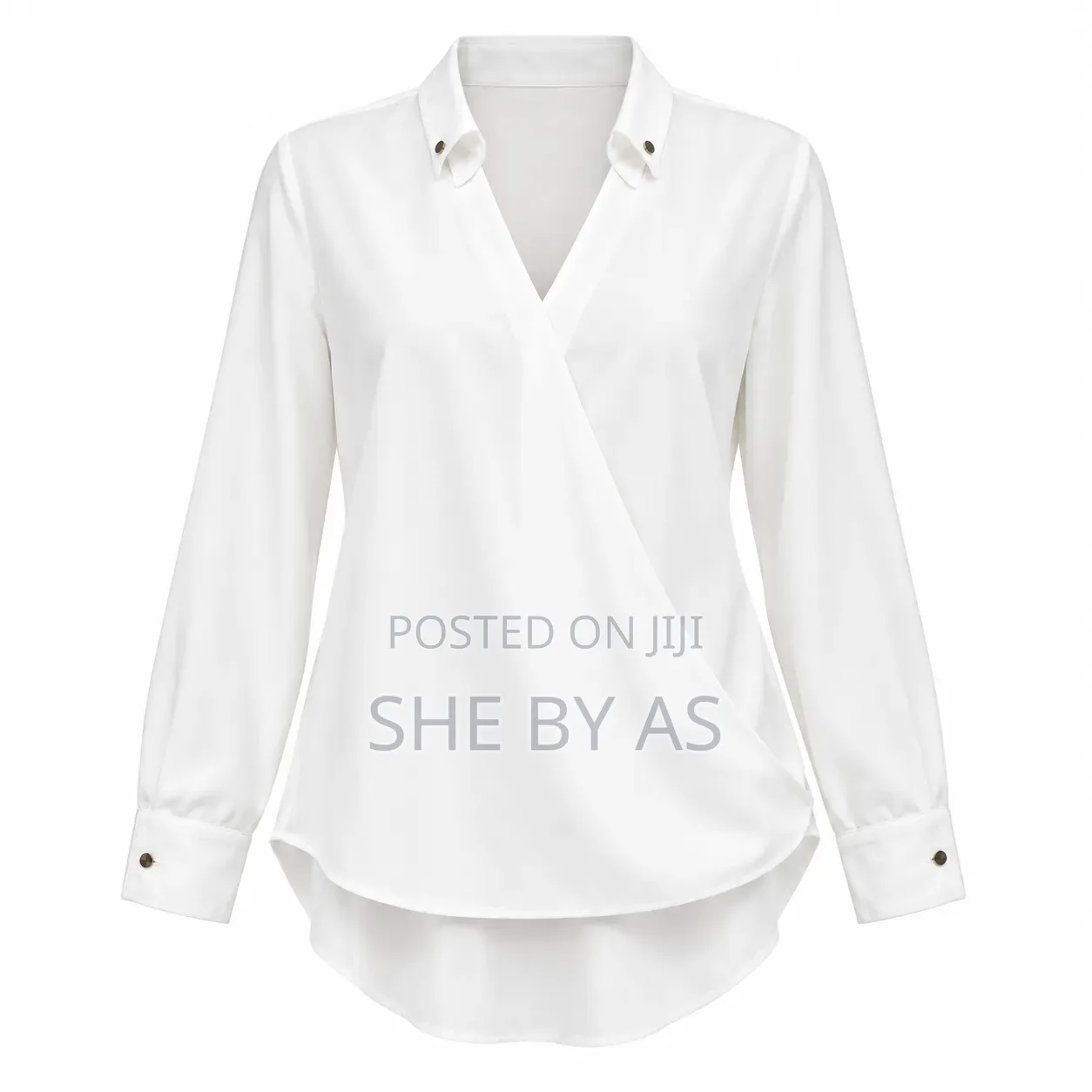 Elegant Women's Wrap Blouse – White | Office Wear