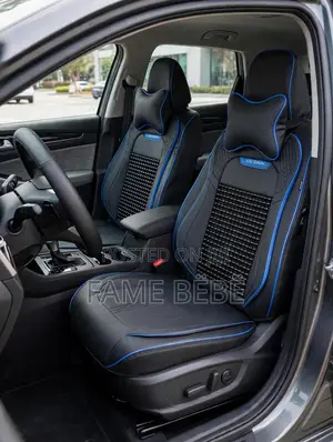DESIGN Beaded Massage Sport Seat Cover Set - Black & Blue Edition