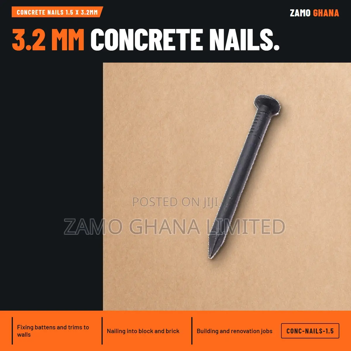 Concrete Nails 1.5 X 3.2Mm - CONC-NAILS-1.5