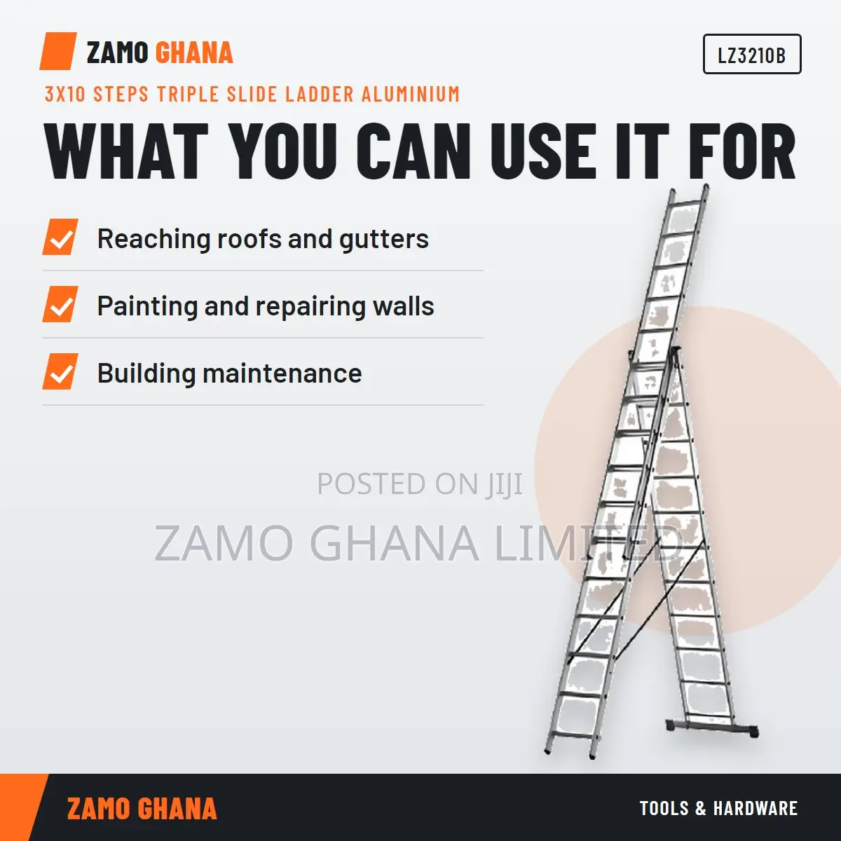 3X10 Steps Triple Slide Ladder Aluminium - LZ3210B