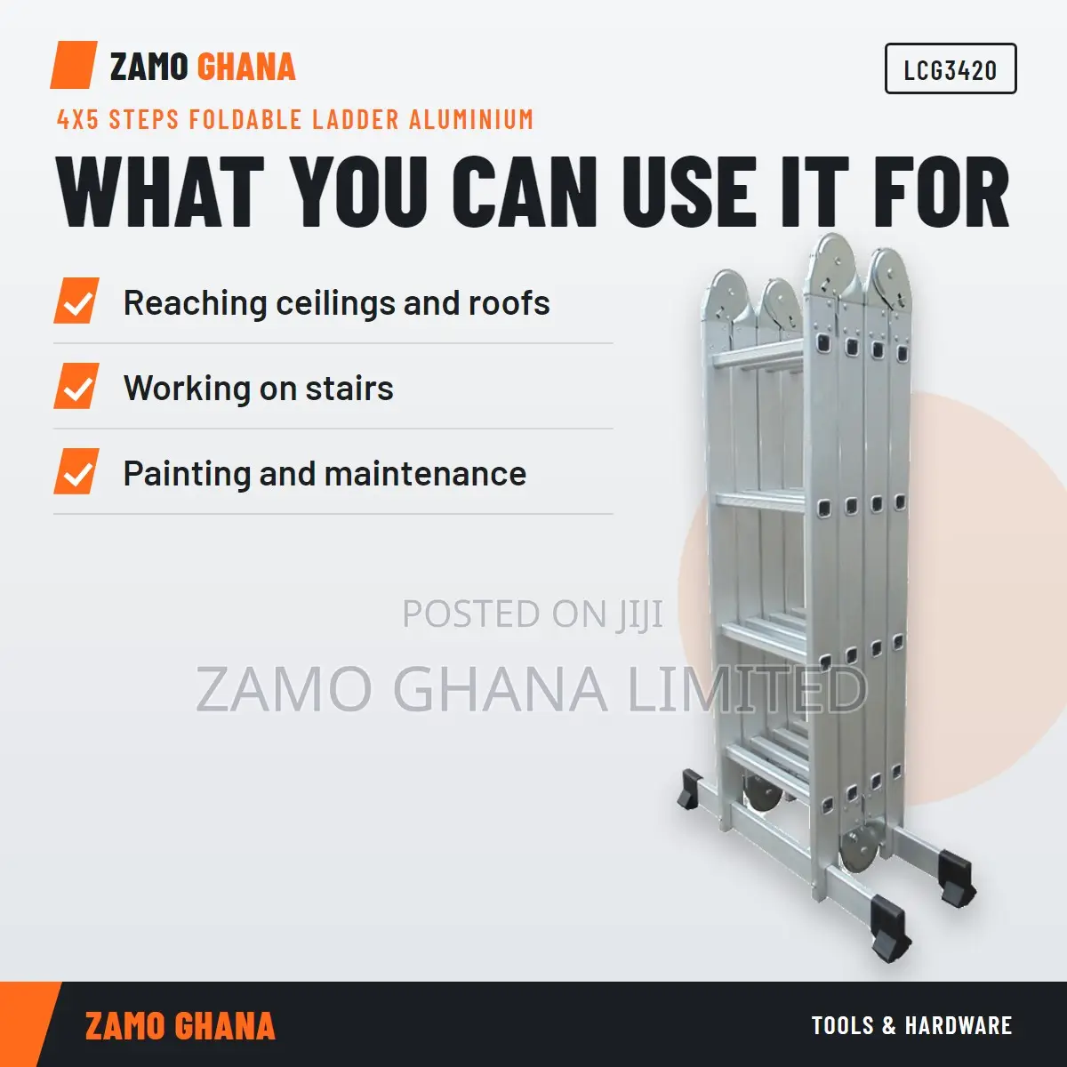 4X5 Steps Foldable Ladder Aluminium - LCG3420