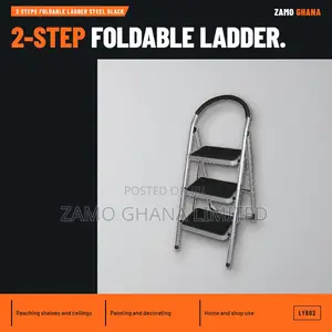 2 Steps Foldable Ladder Steel Black - LY602