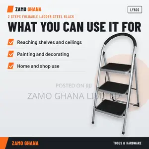 2 Steps Foldable Ladder Steel Black - LY602