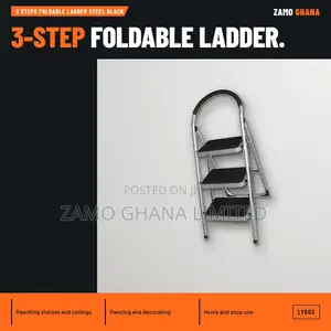 3 Steps Foldable Ladder Steel Black - LY603