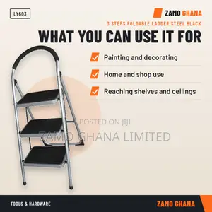 3 Steps Foldable Ladder Steel Black - LY603