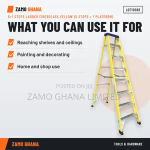 5+1 Steps Ladder Fiberglass Yellow (5 Steps + 1 Platform) - LDF1006R